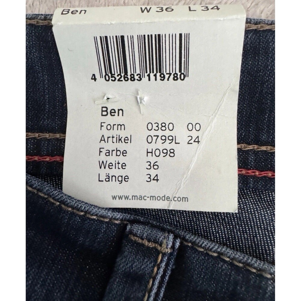 Mac Jeans NWT Blue Jeans Size 36 Ben Stretch Regular Fit T400 Stretch - Picture 8 of 10